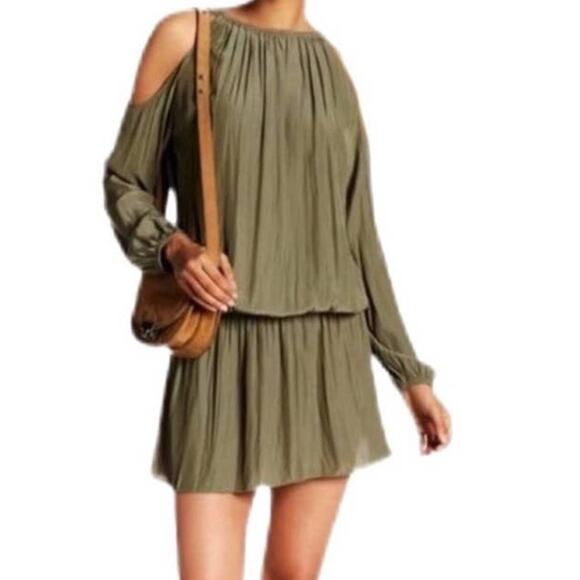 Ramy Brook green cold shoulder drop waist mini dress size XS - Picture 1 of 10